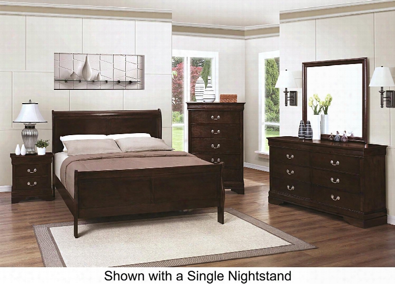 Louis Philippe 202411qdm2nc 6-piece Bedroom Set With Queen Sleigh Bed Dresser Mirror 2 Nightstands And Chest In Cappuccino