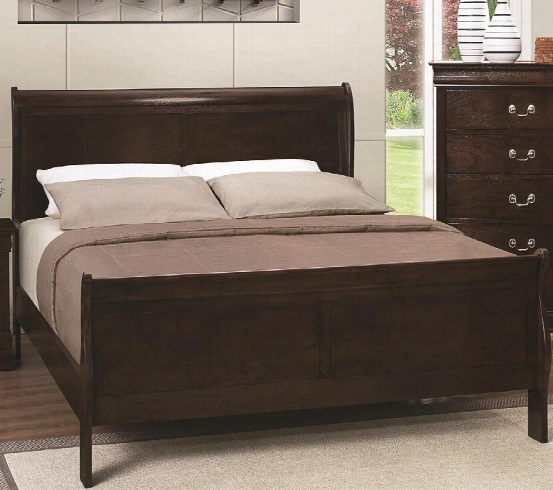 Louis Philippe Collection 202411ke Eastern King Size Sleigh Bed With Curved Footboard And Headboard Selected Hardwood And Veneers Construction In Cappuccino