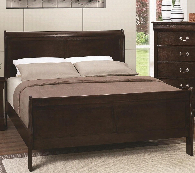 Louis Philippe Collection 202411q Queen Size Sleigh Bed With Curved Footboard And Headboard Selected Hardwood And Veneers Construction In Cappuccino
