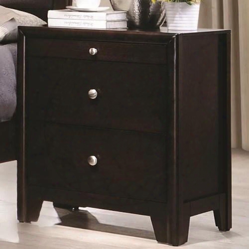 Madison Collection 204882 23" Night Stand With Three Dovetail Drawers Nickel Finished Hardware And Tapered Legs In Dark Merlot