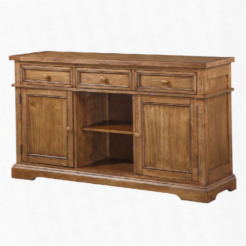 Mansfield Collection 15d1021h 36" Buffet With Three Drawers One Shelf And Two Cabinets In Rich Honey