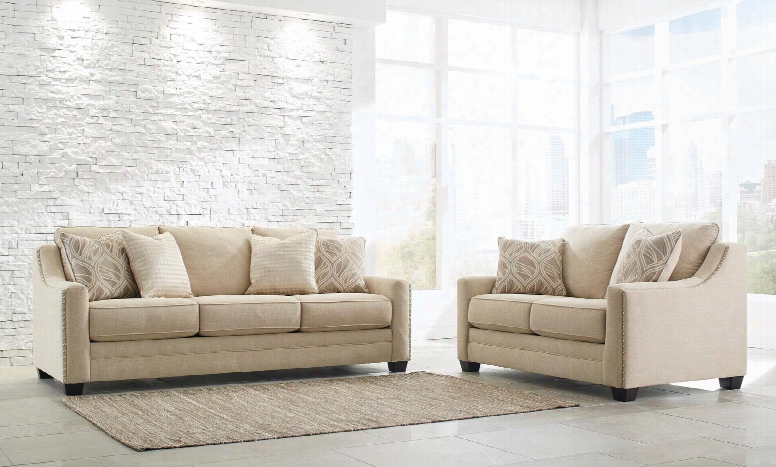 Mauricio 81601-38-35 2-piece Living Room Set With Sofa And Loveseat In Linen