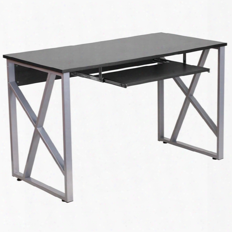 Nan-wk-004-gg Black Compputer Desk With Pull-out Keyboard