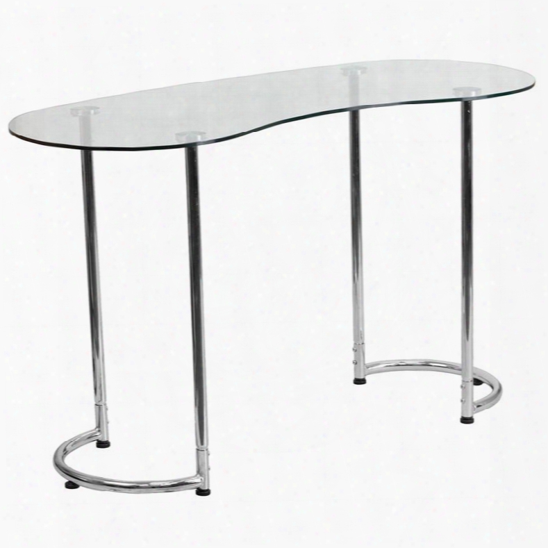 Nan-ylcd1235-gg Contemporary Desk With Clear Tempered