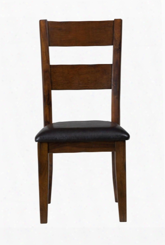 Plantation Collection 505-219kd 40" Ladderback Side Chair With Faux Leather Upholstery Mango Veneer Solid Asian Hardwood And Casual Style In