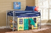 1178JRLB Brayden Junior Loft Bed with Cloth Doors Bookshelves Climb-Up Ladder and Metal Construction in Silver