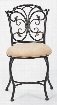 50833H Sparta 32.25" Vanity Stool with Intricate Metal Scrollwork and Fawn Suede Fabric Upholstery in Black Gold