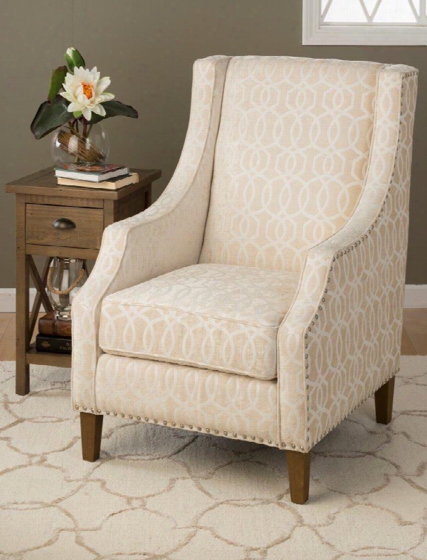 Quinn Assemblage Quinn-ch-ivory 28" Accent Chair With Fabric Upholstery Silver Nail Head Trim Piped Stitching And Transitional Style In Soft