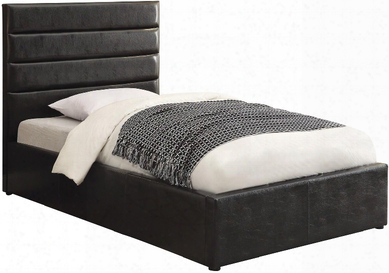 Riverbend Collection 300469t Twin Size Platform Bed With Lift Top Storage Euro Slat Kit  And Leatherette Upholstery In Black