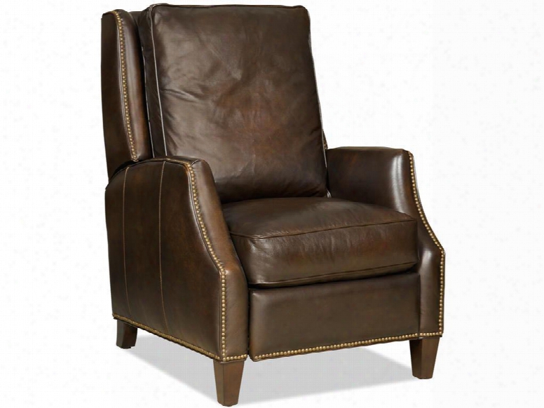 Sarzana Series Rc260-086 42" Traditional-style Living Room Fortress Gs Recliner With Tapered Legs Nail Head Accents And Leather Upholstery In Medium