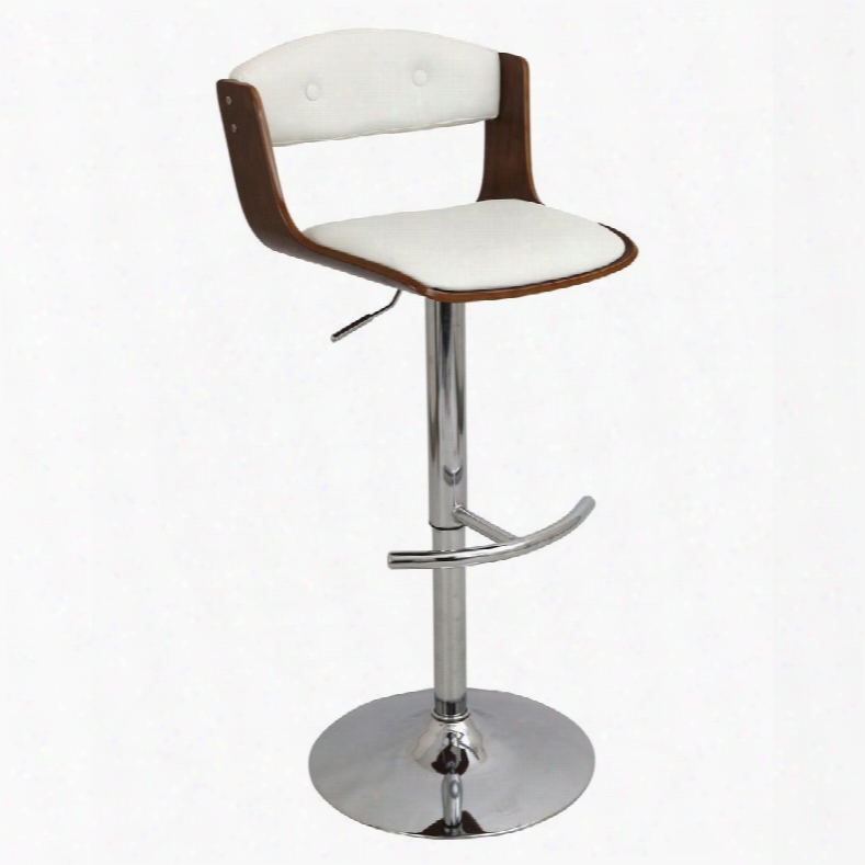 Scucci Bs-jy-scc Wl+w 34" - 43" Barstool With 360 Degree Swivel Chrome Footrest And Button-tufted Backrest In