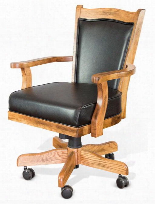 Sedona Collection 1411ro 38" Game Chair With Cushion Seat & Back Casters And Adjustable Height In Rustic Oak
