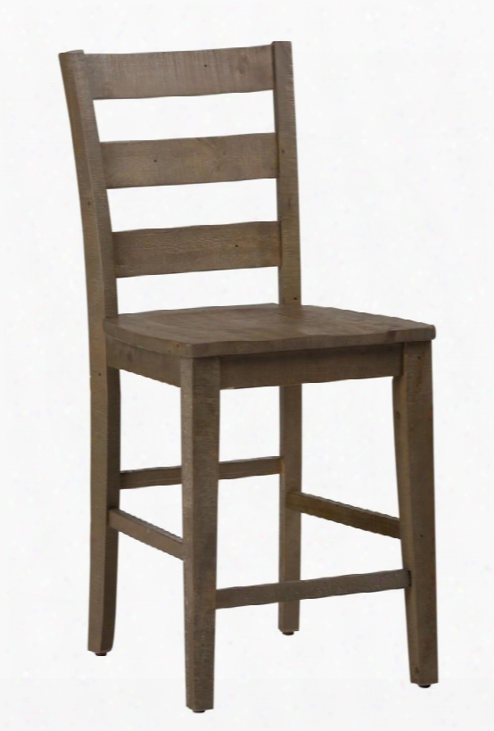 Slater Mill Collection 941-bs538kd 41" Three Rung Ladderback Stool With Solid Reclaimed Pine Lightly Distressed Finish And Casual Style In Medium