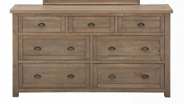 Slater Mill Collection 943n-10 68" ; 7-drawer Dresser With Solid Reclaimed Pine Lightly Distressed And Casual Style In Medium