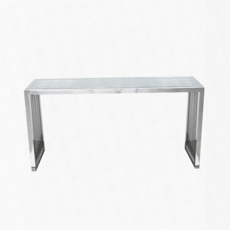 Soho Sohocsst 51" Rectangular Console Table With Stainless Steel Base Bar Design Legs And Clear Tempered Glass