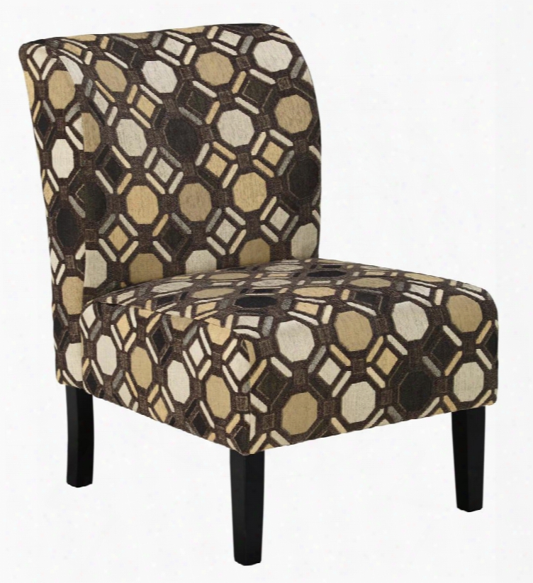 Tibbee 9910160 22" Slipper Accent Chair With Geometric Patterns And Tapered Legs In Pebble