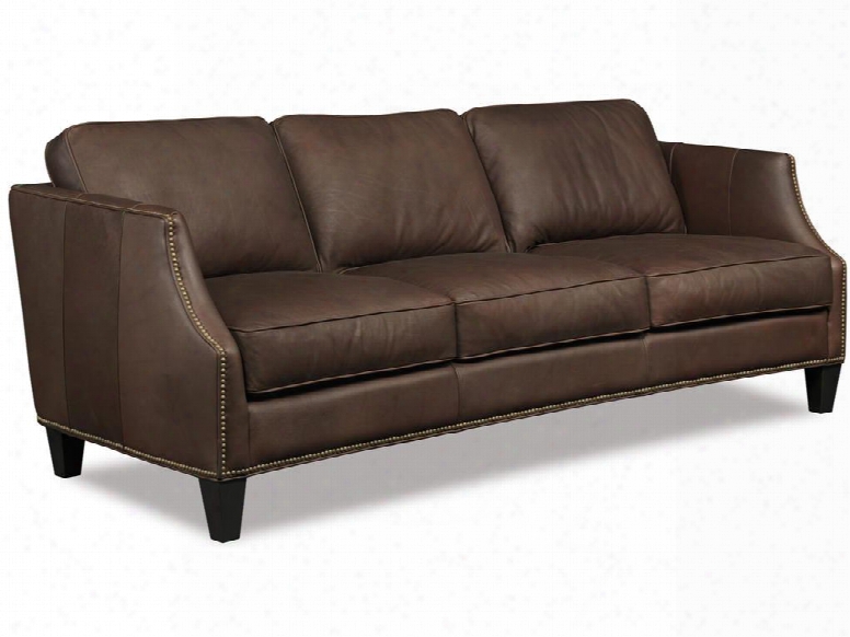 Varese Series Ss161-03-088 82" Traditional-style Living Room Bosto Stationary Sofa With Tapered Legs Nail Head Accents And Leather Upholstery In Dark