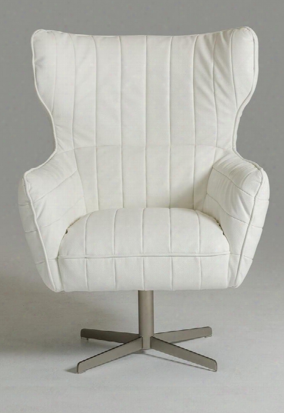 Vgkka963wht Divani Casa 30" Kylie Accent Chair With Wing Back Metal Base And Eco-leather Upholstery In