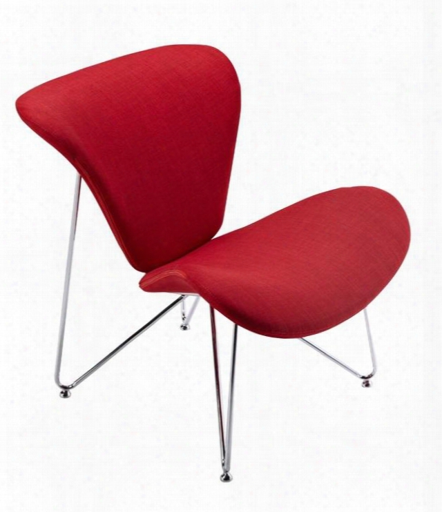 Vgobty105red Modrest Decatur 30" Contemporary Accent Chair With Chrome Fframe And Fabric Upholstery In