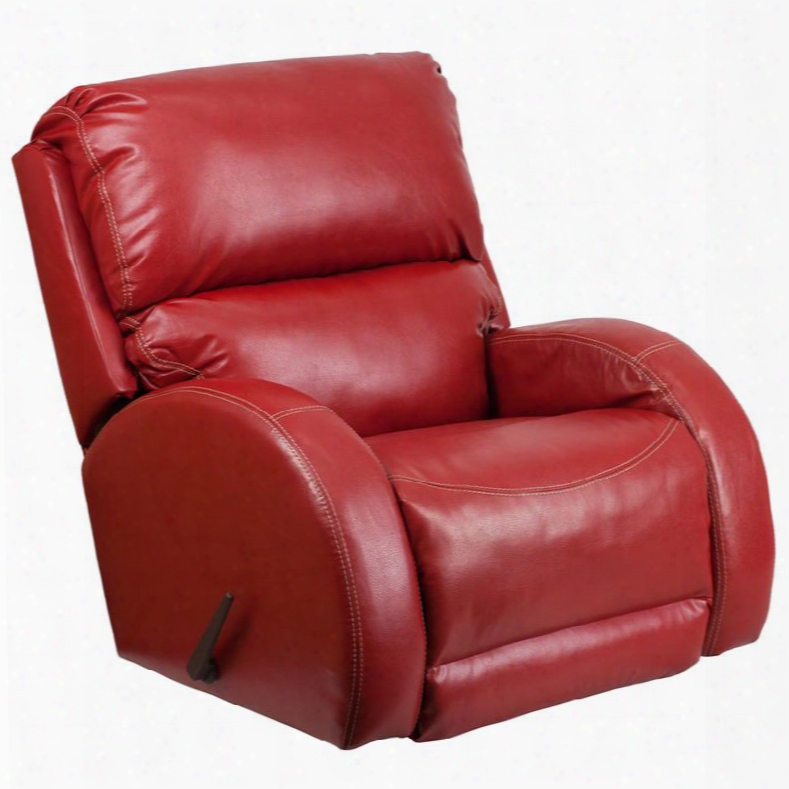 Wa-4990-621-gg 42" - 69" Rocker Recliner With Rounded Arms Plush Pillow Back Lever Recliner Dacron Wrapped 1.8 Resiliency Foam And Leathersoft Upholstery In