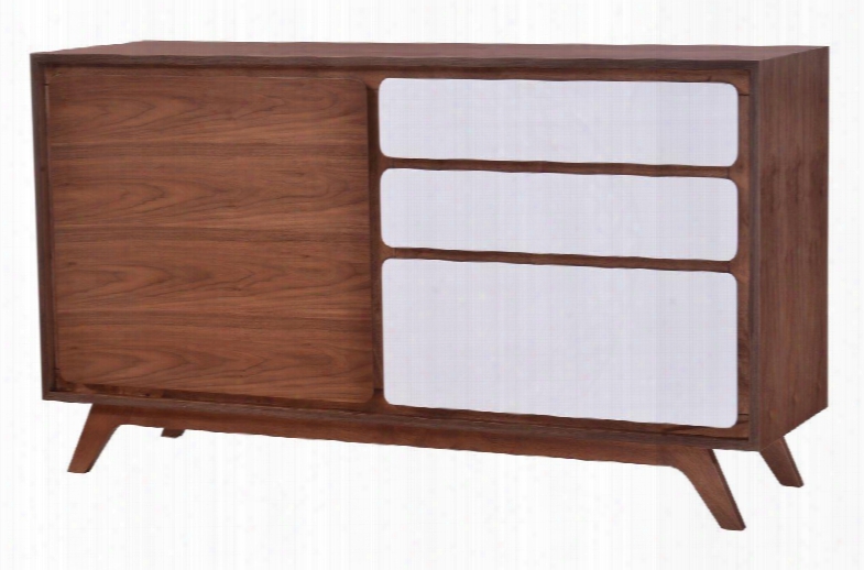 100153 Father 59" Mid-century And Modern Buffet In Walnut And White