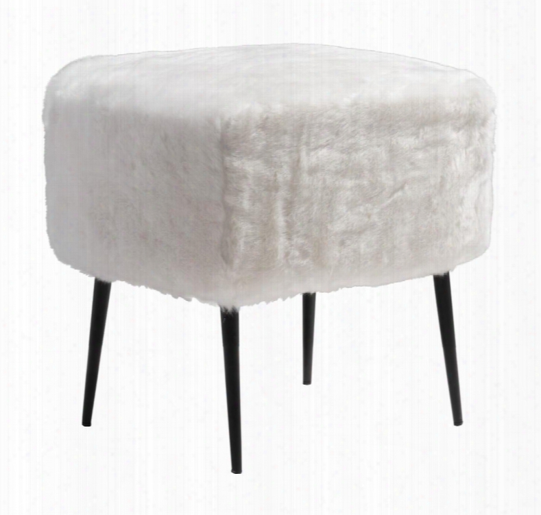 100192 Fuzz 20" Stool With Slim Legs And Fuzzy Faux-faur Fabric Upholstery In