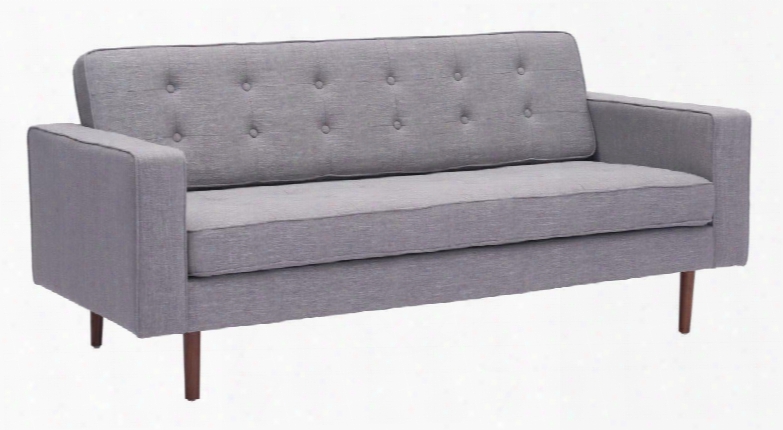 100222 Puget 72" Sofa With Tapered Legs Piped Stitching Button Tufting And Poly-linen Fabric Upholstery In