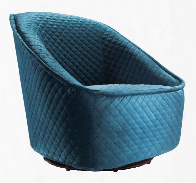100251 Pug 34" Swivel Chair With Swivel Design Seamed Welt Detail Outside Edge And Poly-velvet Fabric Upholstery In Quilted