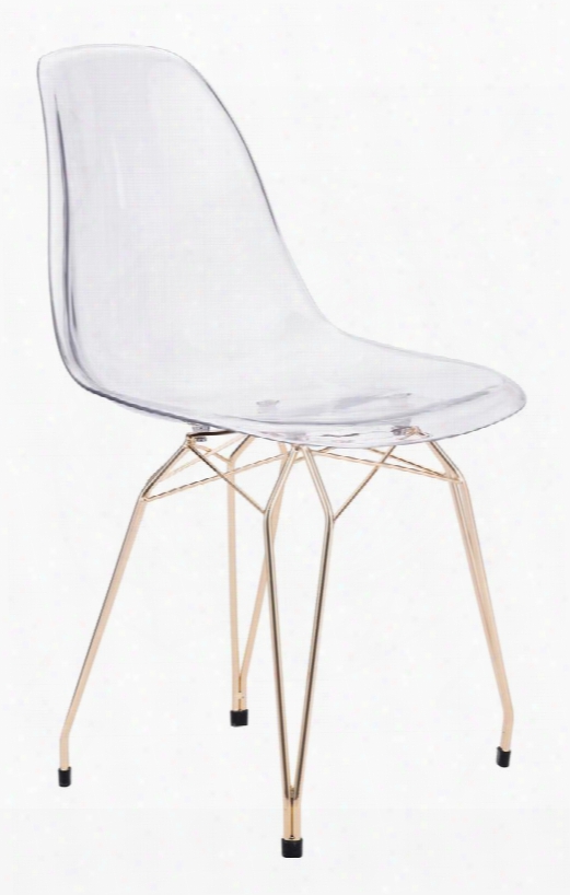 100262 Shadow 34" Dining Chair With Gold Finished Frame And Transparent Polycarbonate Seat And