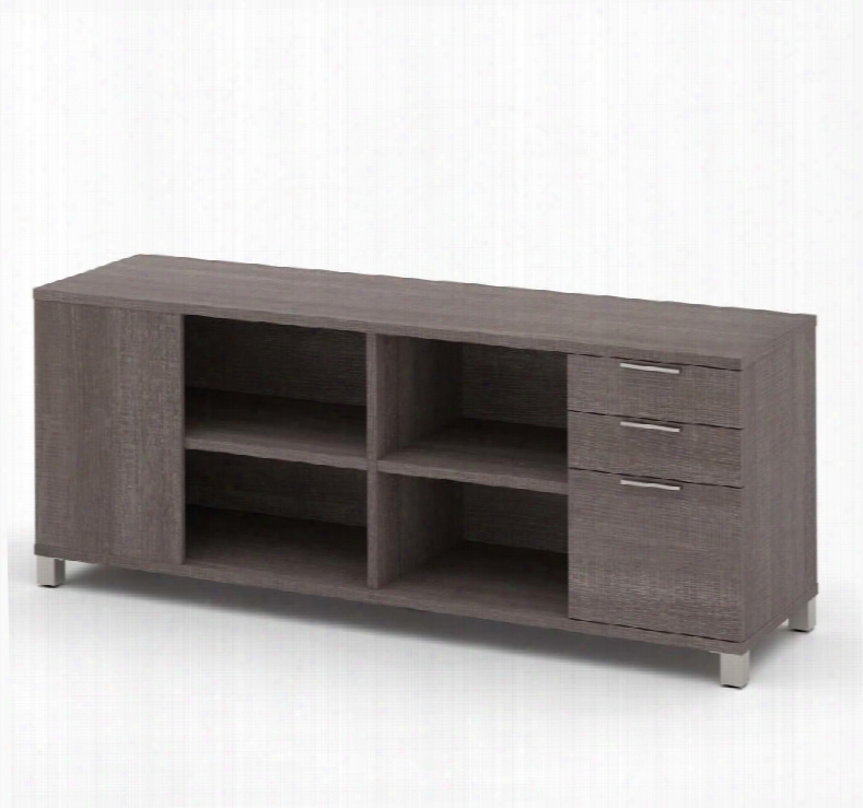 120611-1147 Pro-linea Creedenza With Block Legs And Three Drawers With Simple Pulls In Bark
