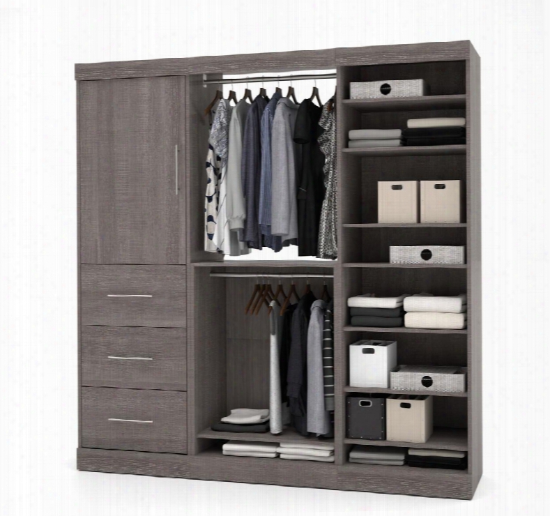 25850-47 Nebula 80" Storage Kit With Simple Pulls And 2 Fixed And 3 Adjustable Shelves In Bark