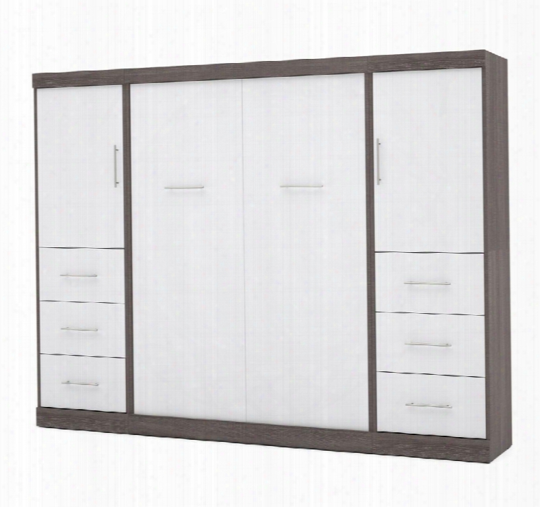 25894-4717 Nebula 109" Full Wall Bed Kit Inluding Two Doors And Six Drawers With Simple Pulls In Bark Grey And