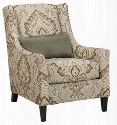 2807122 Wilcot Accent Chair With Loose Seat Cushion Lumbar Pillow Included Tapered Legs And Patterned Fabric Upholstery In Shale