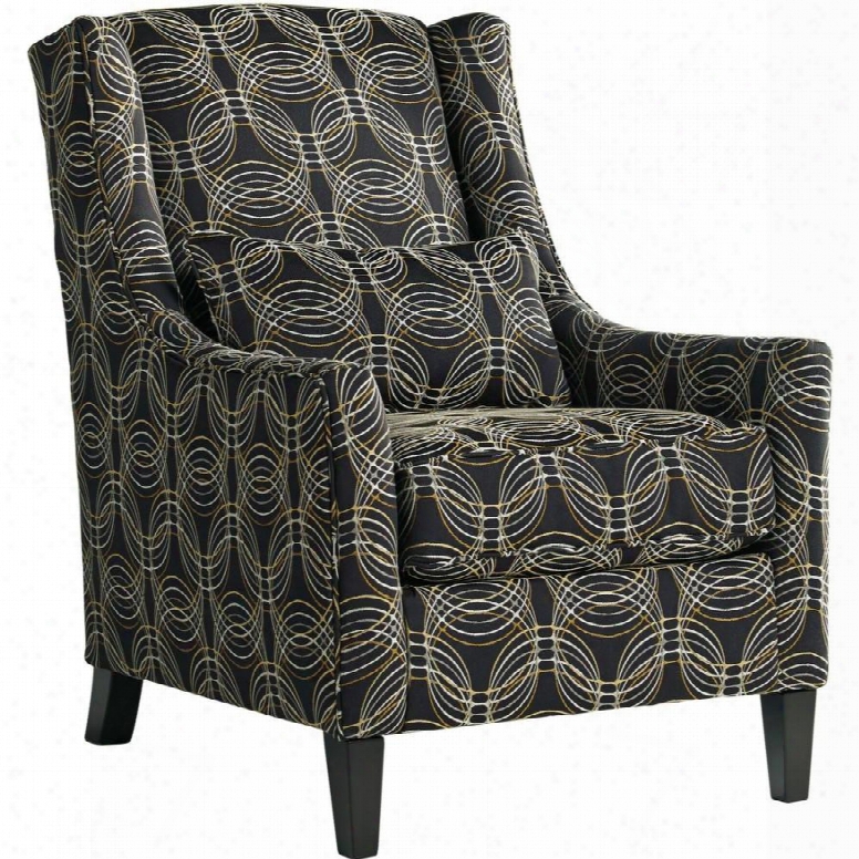 2940121 Faraday Accent Chair With Lumbar Pillow Included Loose Seat Cushion Tapered Legs Graphic Patterned Fabric Upholstery In Metallic