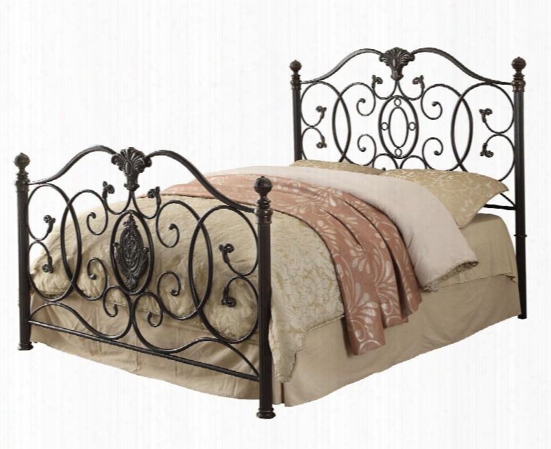 300392ke Gianna Eastern King Size Iron Panel Bed With Scroll Design And Metal Construction In Black Brush