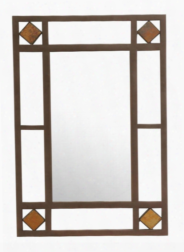 4264-886 Lakeview 20"x30" Rectangular Console Mirror With Dynamic Slate Motif And Coppery Brown Metal