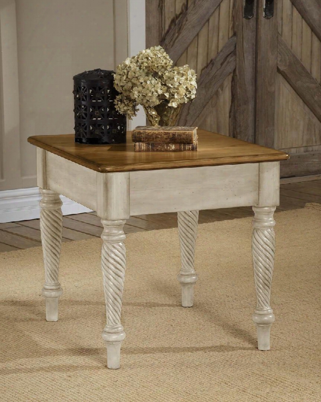 4508-882 Wilshire 27" Rectangular End Table With Carved Turned Legs And Solid Wood Construction In Antique White