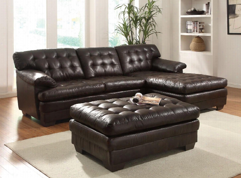 507702pc Nigel 2 Pc Living Room Set With Sectional Sofa And Ottoman In Dark