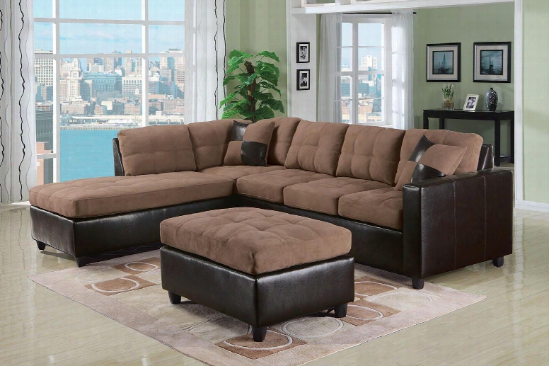 513302cp Milano 2 Pc Living Room Set With Sectional Sofa And Totoman In Saddle Easy