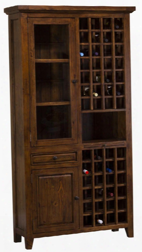 5225-949w Tuscan Retreat 83" Tall Wine Storage With 52 Bottle Storage 2 Doors 1 Pull Out Tray And Reclaimed Timber Connstruction In Oxford Antique Pine