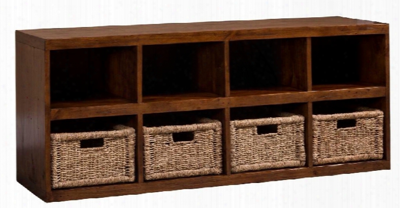 5225-962w Tuscan Retreat 54" Storage Cube With 4 Baskets 8 Open Storage Cubes Solid Wood And Reclaimed Timber Construction In Oxford Antique Pine