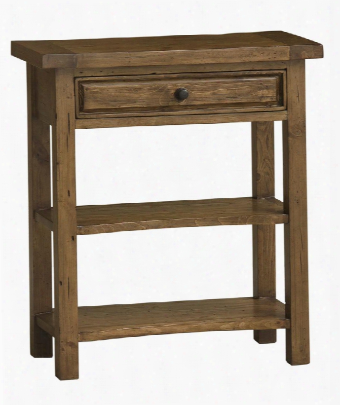 5225889w Tuscan Retreat Console Table With 1 Drawer 2 Shelves Nail Hole Patches And Solid Pine Timber Construction In Antique