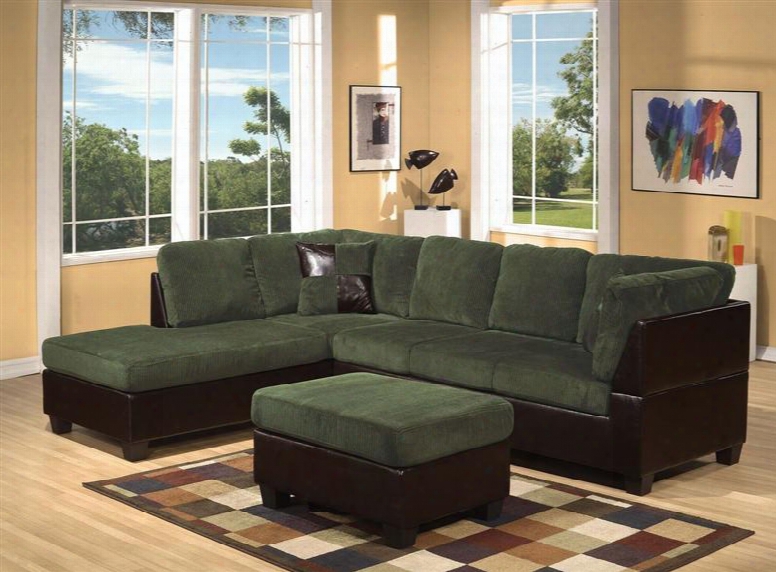 559552pc Connell 2 Pc Living Room Set With Sectional Sofa And Ottoman In Olive Grey
