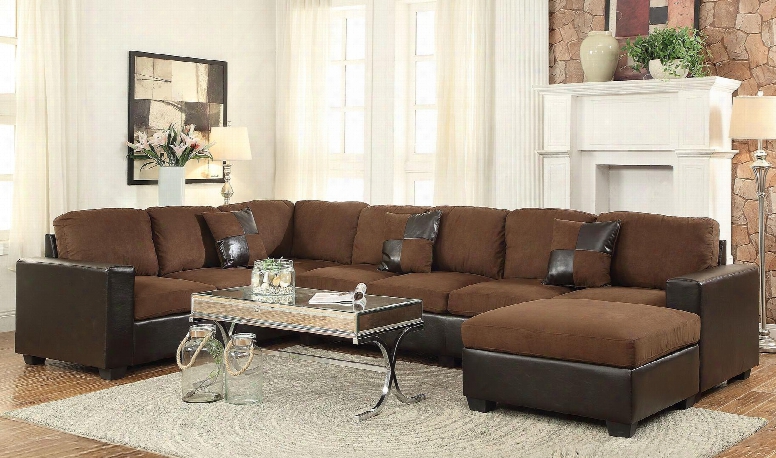 560002pc Dannis 2 Pc Living Room Set With Sectional Sofa Set And Coffee Table In Chocolate