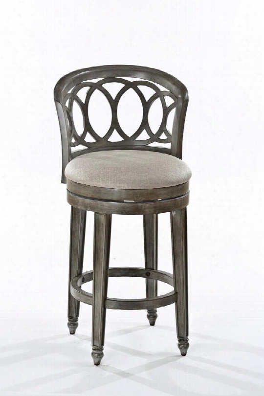 5638-830 Adelyn 43" 360 Degree Swivel Counter Stool With Interlocking Ring Desogn In Upolstered Gold Metallic Silver