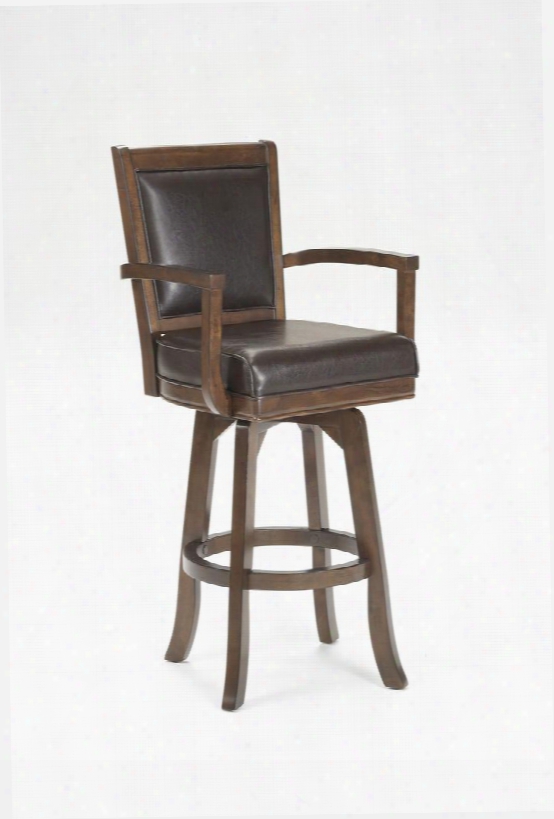 6124-830 Ambassador 47" Swivel Bar Stool With Distressed Detailing Mdf Frame And Bonded Leather Seat And Back In Rich