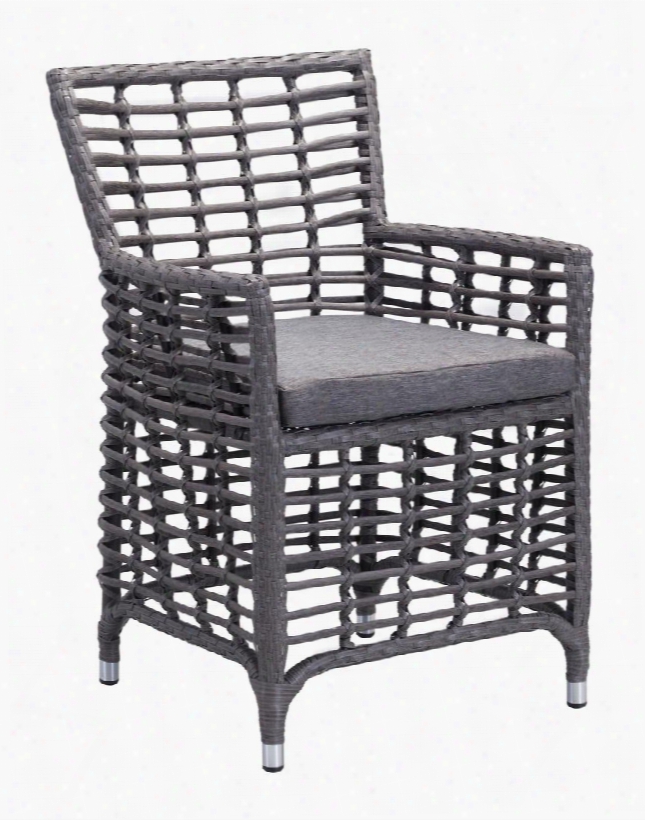 703646 Sandbanks 34" Dining Chair With Glavanized Aluminum Frame And Synthetic Weave In