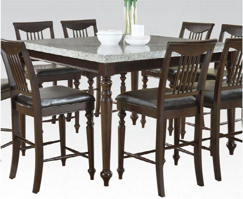70975 Ansley Counter Height Table With Granite Top Molding Details And Turned Legs In Espresso