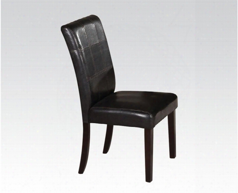 71067 19" Side Chair With Pu Leather Upholstered Seat And Back Stitched Detailing And Tapered Legs In