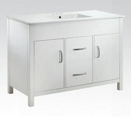 90079 Kerra Sink Cabinet With 2 Doors 2 Drawers Marble Top Wood Veneers And Solids Construction In White